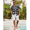 COOFANDY Men’s Casual Button Down Shirts Short Sleeve Summer Beach Shirt Fashion Textured Shirts with Pocket(White Floral-black)
