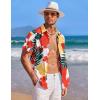 COOFANDY Men’s Casual Button Down Shirts Short Sleeve Summer Beach Shirt Fashion Textured Shirts with Pocket(White Floral&leaves)