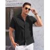COOFANDY Men’s Casual Button Down Shirts Short Sleeve Summer Cuban Vacation Beach Shirts(Black)