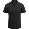 COOFANDY Men’s Casual Button Down Shirts Short Sleeve Summer Cuban Vacation Beach Shirts(Black)