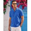 COOFANDY Men’s Casual Button Down Shirts Short Sleeve Summer Cuban Vacation Beach Shirts(Classic Blue)