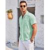 COOFANDY Men’s Casual Button Down Shirts Short Sleeve Summer Cuban Vacation Beach Shirts(Green)