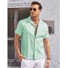 COOFANDY Men’s Casual Button Down Shirts Short Sleeve Summer Cuban Vacation Beach Shirts(Green)