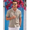 COOFANDY Men’s Casual Button Down Shirts Short Sleeve Summer Cuban Vacation Beach Shirts(Khaki)