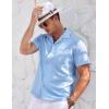 COOFANDY Men’s Casual Button Down Shirts Short Sleeve Summer Cuban Vacation Beach Shirts(Light Blue)