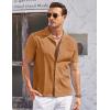 COOFANDY Men’s Casual Button Down Shirts Short Sleeve Summer Cuban Vacation Beach Shirts(Light Brown)