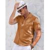 COOFANDY Men’s Casual Button Down Shirts Short Sleeve Summer Cuban Vacation Beach Shirts(Light Brown)