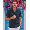 COOFANDY Men’s Casual Button Down Shirts Short Sleeve Summer Cuban Vacation Beach Shirts(Navy Blue)