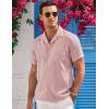 COOFANDY Men’s Casual Button Down Shirts Short Sleeve Summer Cuban Vacation Beach Shirts(Pink)