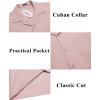 COOFANDY Men’s Casual Button Down Shirts Short Sleeve Summer Cuban Vacation Beach Shirts(Pink)