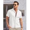 COOFANDY Men’s Casual Button Down Shirts Short Sleeve Summer Cuban Vacation Beach Shirts(White)