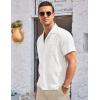 COOFANDY Men’s Casual Button Down Shirts Short Sleeve Summer Cuban Vacation Beach Shirts(White)