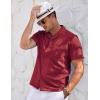 COOFANDY Men’s Casual Button Down Shirts Short Sleeve Summer Cuban Vacation Beach Shirts(Wine Red)