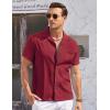 COOFANDY Men’s Casual Button Down Shirts Short Sleeve Summer Cuban Vacation Beach Shirts(Wine Red)