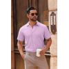 COOFANDY Men’s Casual Button Down Shirts Short Sleeve Summer Untucked Dress Shirts(Lavender)
