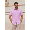 COOFANDY Men’s Casual Button Down Shirts Short Sleeve Summer Untucked Dress Shirts(Lavender)