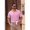 COOFANDY Men’s Casual Button Down Shirts Short Sleeve Summer Untucked Dress Shirts(Pink)