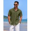 COOFANDY Mens Casual Button Down Shirts Short Sleeve Textured Shirt Summer Beach Shirts for Men(Army Green)