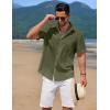 COOFANDY Mens Casual Button Down Shirts Short Sleeve Textured Shirt Summer Beach Shirts for Men(Army Green)