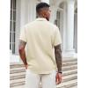 COOFANDY Mens Casual Button Down Shirts Short Sleeve Textured Shirt Summer Beach Shirts for Men(Beige)