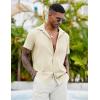 COOFANDY Mens Casual Button Down Shirts Short Sleeve Textured Shirt Summer Beach Shirts for Men(Beige)