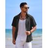 COOFANDY Mens Casual Button Down Shirts Short Sleeve Textured Shirt Summer Beach Shirts for Men(Black)