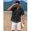 COOFANDY Mens Casual Button Down Shirts Short Sleeve Textured Shirt Summer Beach Shirts for Men(Black)