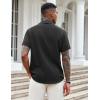 COOFANDY Mens Casual Button Down Shirts Short Sleeve Textured Shirt Summer Beach Shirts for Men(Black)