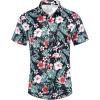 COOFANDY Mens Casual Button Down Shirts Short Sleeve Textured Shirt Summer Beach Shirts for Men(Black-flowers)