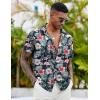 COOFANDY Mens Casual Button Down Shirts Short Sleeve Textured Shirt Summer Beach Shirts for Men(Black-flowers)
