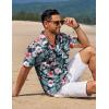 COOFANDY Mens Casual Button Down Shirts Short Sleeve Textured Shirt Summer Beach Shirts for Men(Black-flowers)