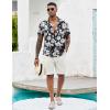 COOFANDY Mens Casual Button Down Shirts Short Sleeve Textured Shirt Summer Beach Shirts for Men(Black-white Floral)