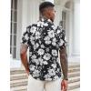 COOFANDY Mens Casual Button Down Shirts Short Sleeve Textured Shirt Summer Beach Shirts for Men(Black-white Floral)