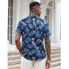 COOFANDY Mens Casual Button Down Shirts Short Sleeve Textured Shirt Summer Beach Shirts for Men(Blue&yellow Leaves)