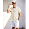 COOFANDY Mens Casual Button Down Shirts Short Sleeve Textured Shirt Summer Beach Shirts for Men(Cream)