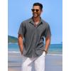 COOFANDY Mens Casual Button Down Shirts Short Sleeve Textured Shirt Summer Beach Shirts for Men(Dark Grey)