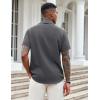 COOFANDY Mens Casual Button Down Shirts Short Sleeve Textured Shirt Summer Beach Shirts for Men(Dark Grey)