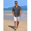 COOFANDY Mens Casual Button Down Shirts Short Sleeve Textured Shirt Summer Beach Shirts for Men(Dark Grey)