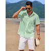COOFANDY Mens Casual Button Down Shirts Short Sleeve Textured Shirt Summer Beach Shirts for Men(Ice Green)