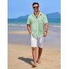 COOFANDY Mens Casual Button Down Shirts Short Sleeve Textured Shirt Summer Beach Shirts for Men(Ice Green)