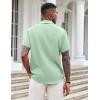 COOFANDY Mens Casual Button Down Shirts Short Sleeve Textured Shirt Summer Beach Shirts for Men(Ice Green)