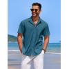 COOFANDY Mens Casual Button Down Shirts Short Sleeve Textured Shirt Summer Beach Shirts for Men(Lake Green)