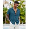 COOFANDY Mens Casual Button Down Shirts Short Sleeve Textured Shirt Summer Beach Shirts for Men(Lake Green)