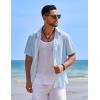 COOFANDY Mens Casual Button Down Shirts Short Sleeve Textured Shirt Summer Beach Shirts for Men(Light Blue)