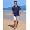 COOFANDY Mens Casual Button Down Shirts Short Sleeve Textured Shirt Summer Beach Shirts for Men(Navy Blue)