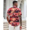 COOFANDY Mens Casual Button Down Shirts Short Sleeve Textured Shirt Summer Beach Shirts for Men(Sunset & Coconut Tree)