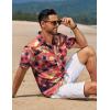 COOFANDY Mens Casual Button Down Shirts Short Sleeve Textured Shirt Summer Beach Shirts for Men(Sunset & Coconut Tree)