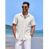 COOFANDY Mens Casual Button Down Shirts Short Sleeve Textured Shirt Summer Beach Shirts for Men(White)