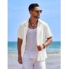 COOFANDY Mens Casual Button Down Shirts Short Sleeve Textured Shirt Summer Beach Shirts for Men(White)