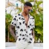 COOFANDY Mens Casual Button Down Shirts Short Sleeve Textured Shirt Summer Beach Shirts for Men(White-coconut Tree)
